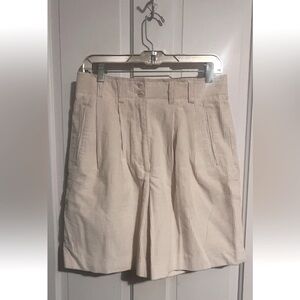 Vintage 80s 90s Corduroy Short Ivory Cream Women’s High Waisted Long Pleats 12 L